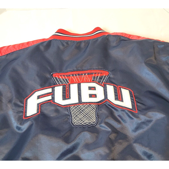 Vintage FUBU The Collection Basketball Varsity Puffer Jacket Button Down Boys - Picture 9 of 16